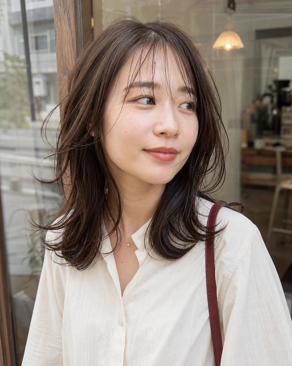 自然な動きのある前髪スタイル