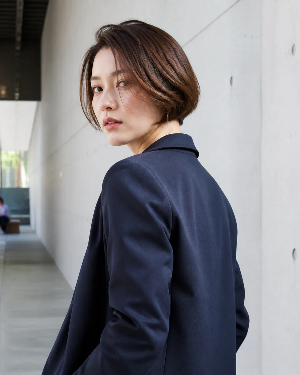 横顔から輪郭が分かるボブスタイル